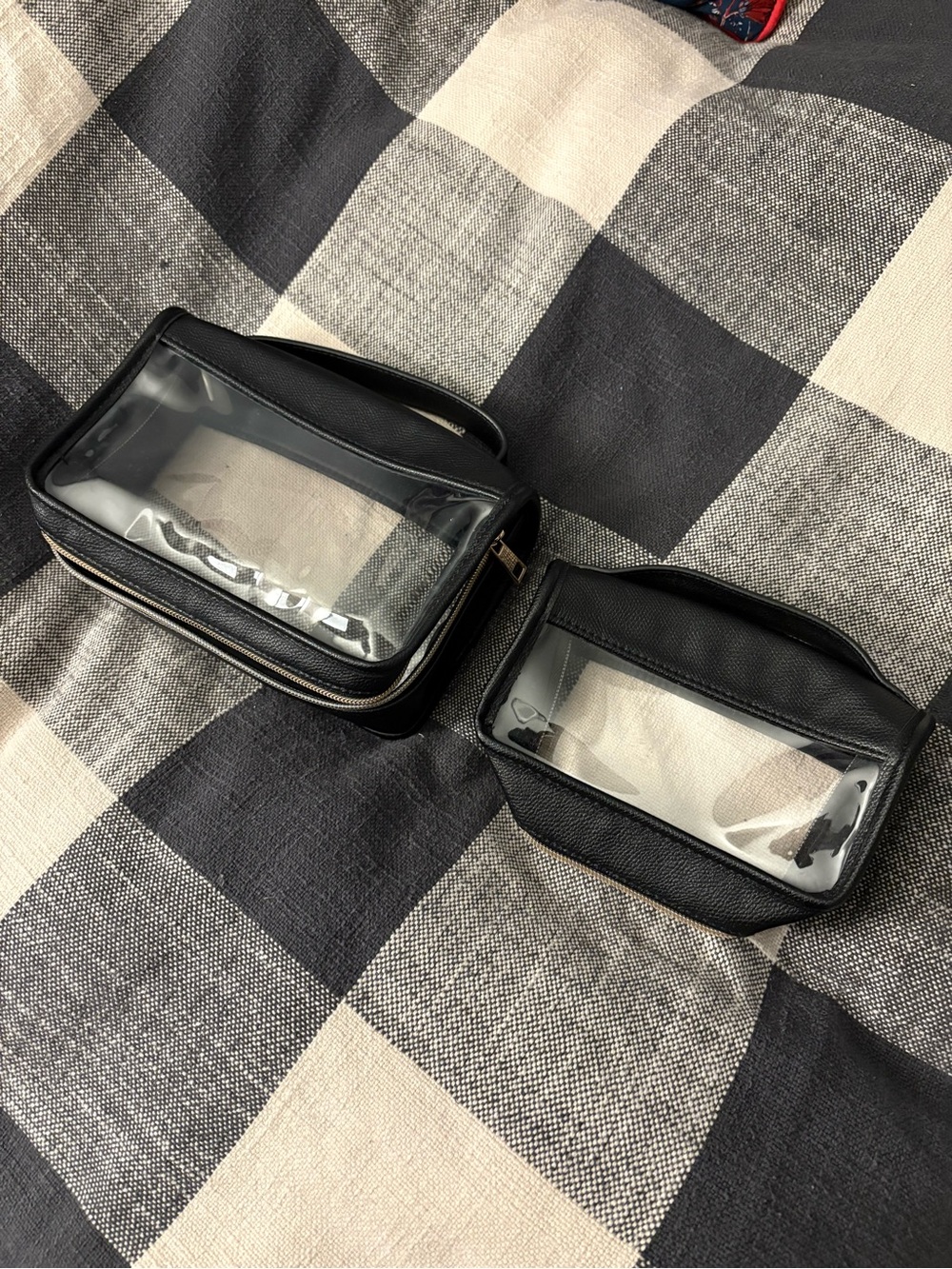 Clear-Front Black Travel Cosmetic Bags – Set of 2